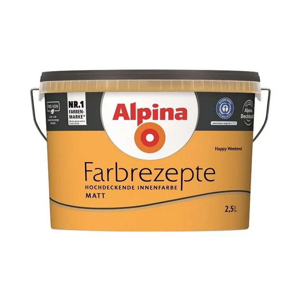 Alpina Farbrezepte 2,5 L. Wandfarbe Happy Weekend - Kräftiges Orange Matt