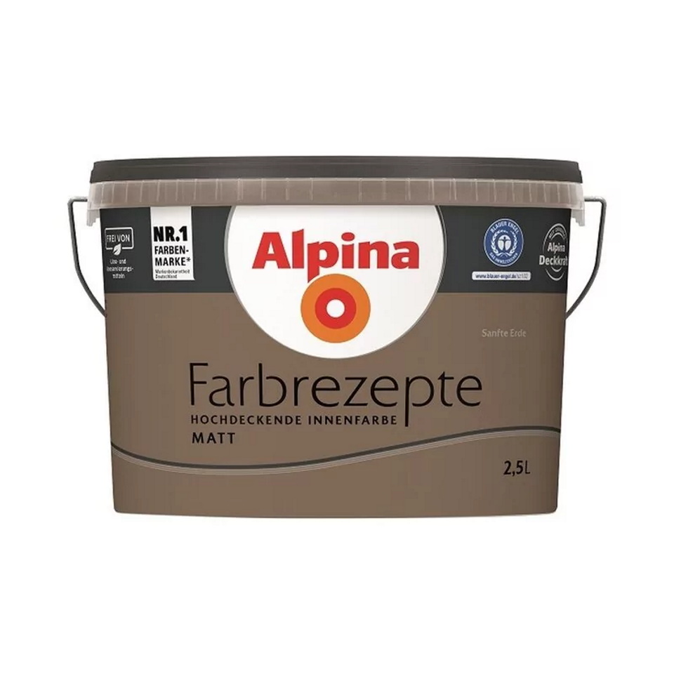 Alpina Farbrezepte 2,5 L. Wandfarbe Sanfte Erde - Warmes Erdbraun Matt