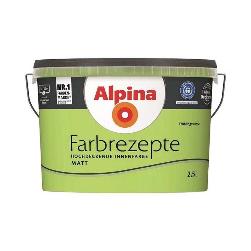 Alpina Farbrezepte 2,5 L. Wandfarbe Frühlingswiese - Frisches Grün Matt