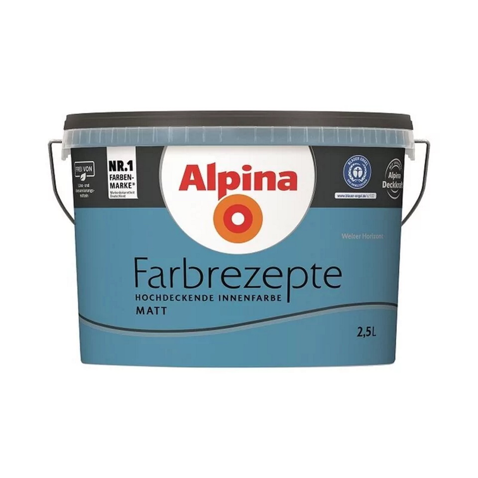 Alpina Farbrezepte 2,5 L. Wandfarbe Weiter Horizont - Volles Azurblau Matt