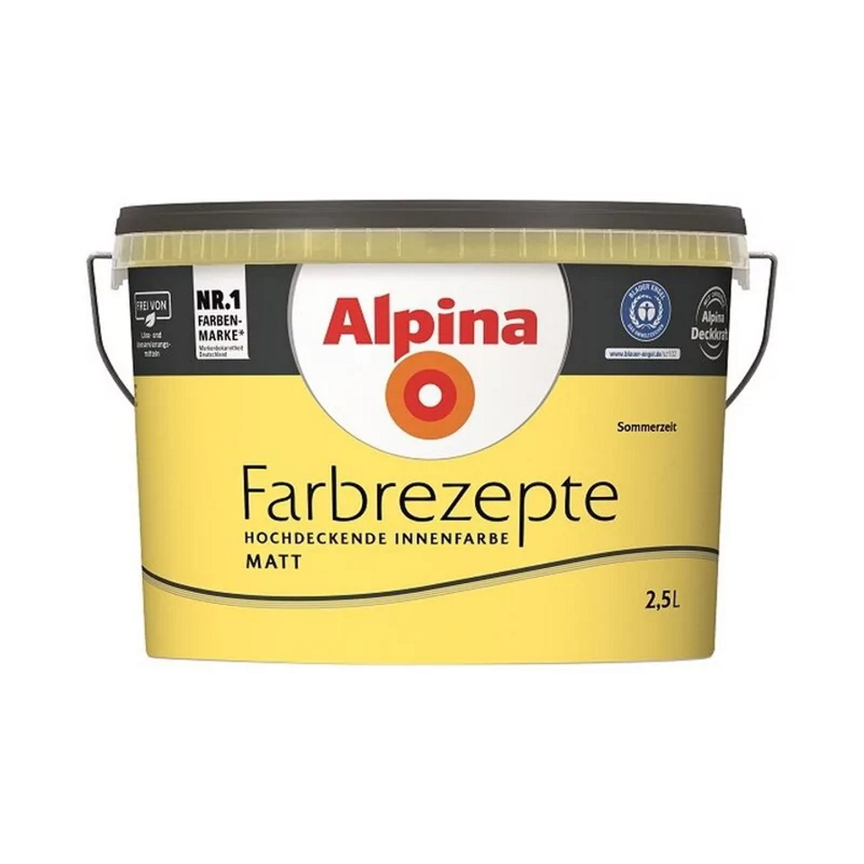 Alpina Farbrezepte 2,5 L. Wandfarbe Sommerzeit - Sattes Gelb Matt