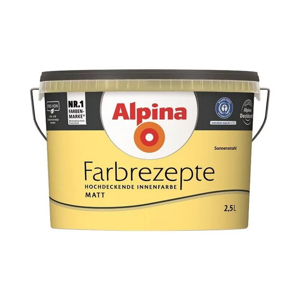 Alpina Farbrezepte 2,5 L. Wandfarbe Sonnenstrahl - Volles Sonnengelb Matt