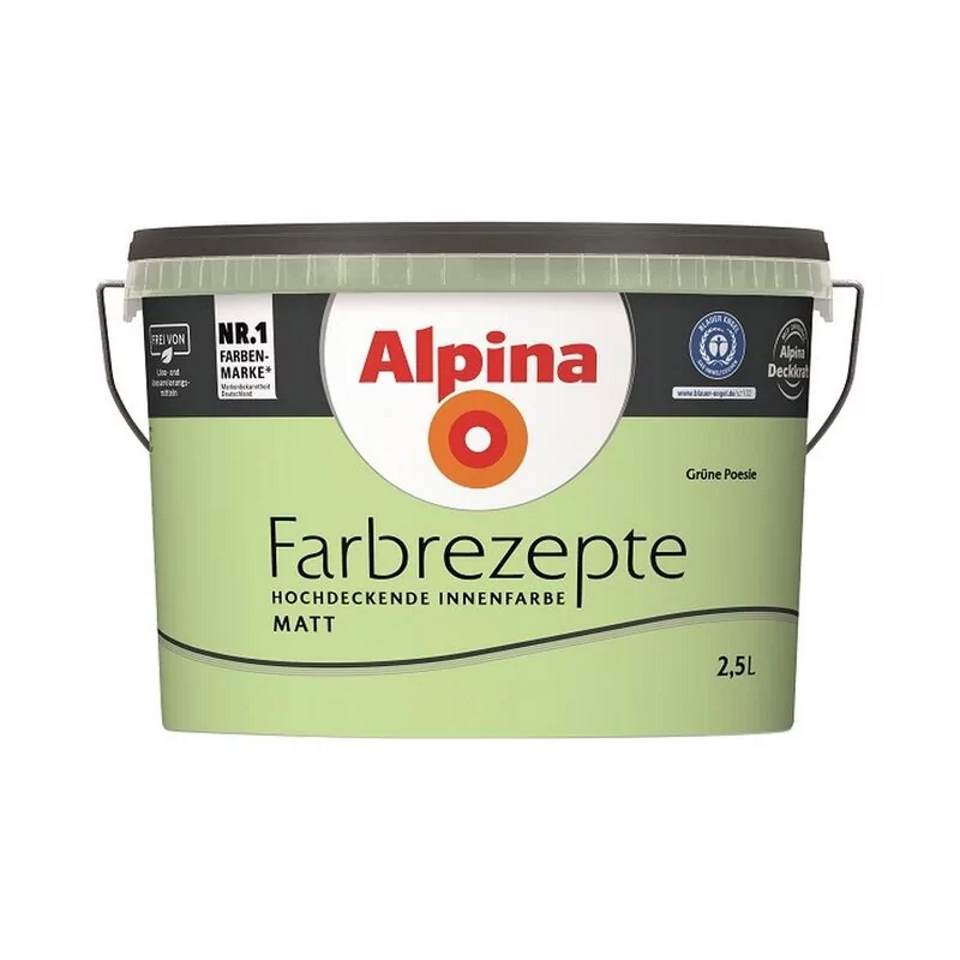Alpina Farbrezepte 2,5 L. Wandfarbe Grüne Poesie - Zartes Grün Matt