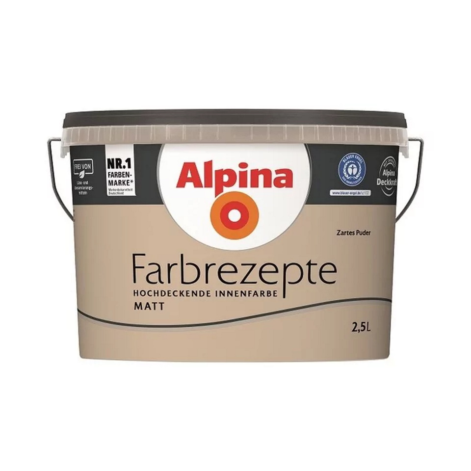 Alpina Farbrezepte 2,5 L. Wandfarbe Zartes Puder - Dezentes Taupe Matt
