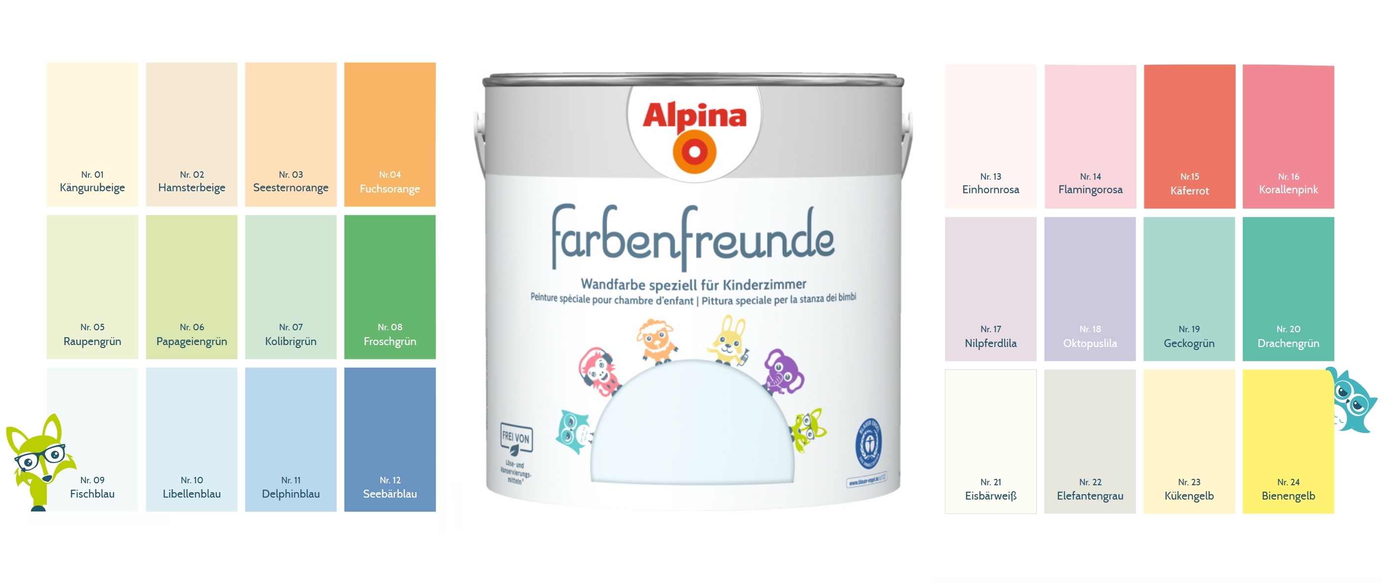 Posten Alpina 2,5 L. Farbenfreunde, Wandfarben speziell für Kinderzimmer