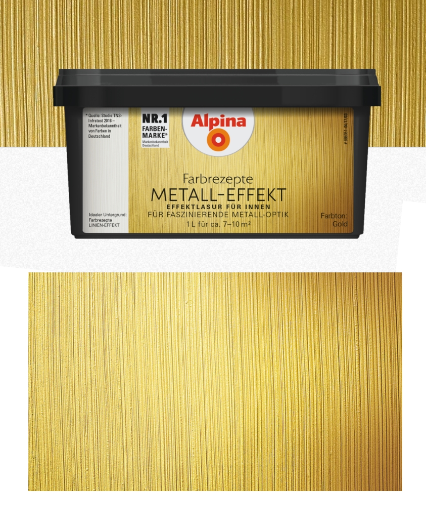Alpina Farbrezepte 1 L. Metall-Effekt Gold, Wandfarbe Effektfarbe