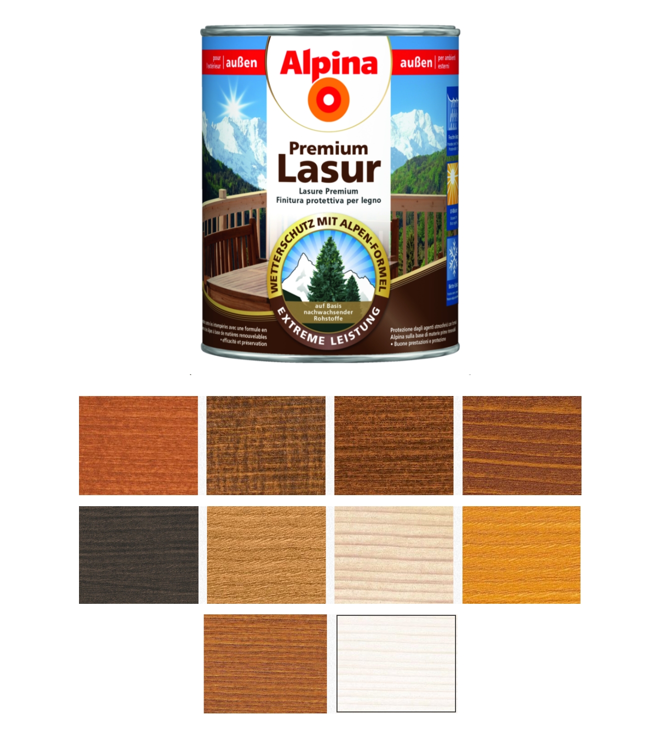ALPINA Premium Lasur 750 ml Holz Dickschichtlasur außen, Wetterschutz, Farbwahl