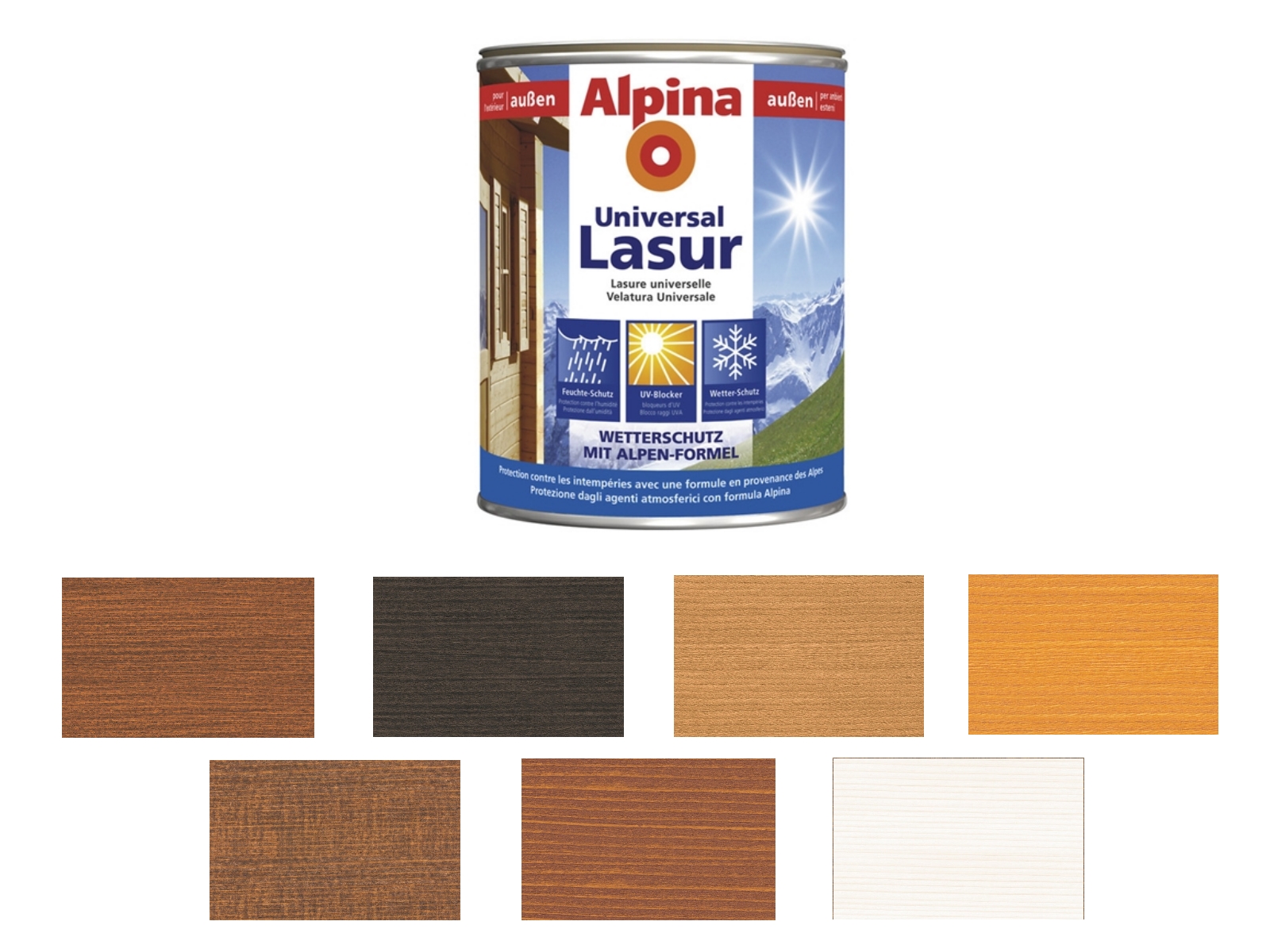 Alpina 750 ml Universal Lasur, Dünnschichtlasur für den Außenbereich, Farbwahl