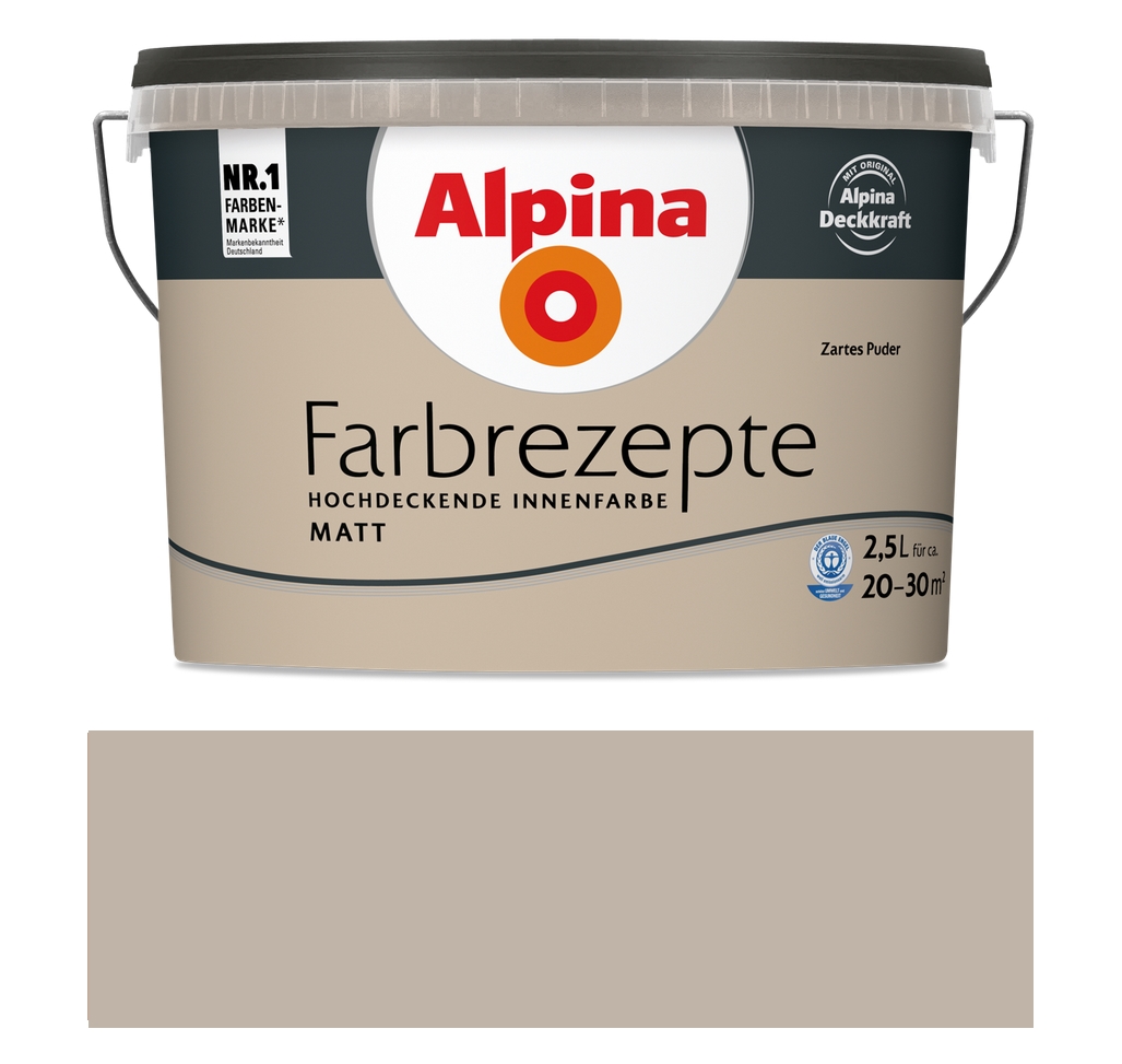 Alpina Farbrezepte 2,5 L. Wandfarbe Zartes Puder - Dezentes Taupe Matt