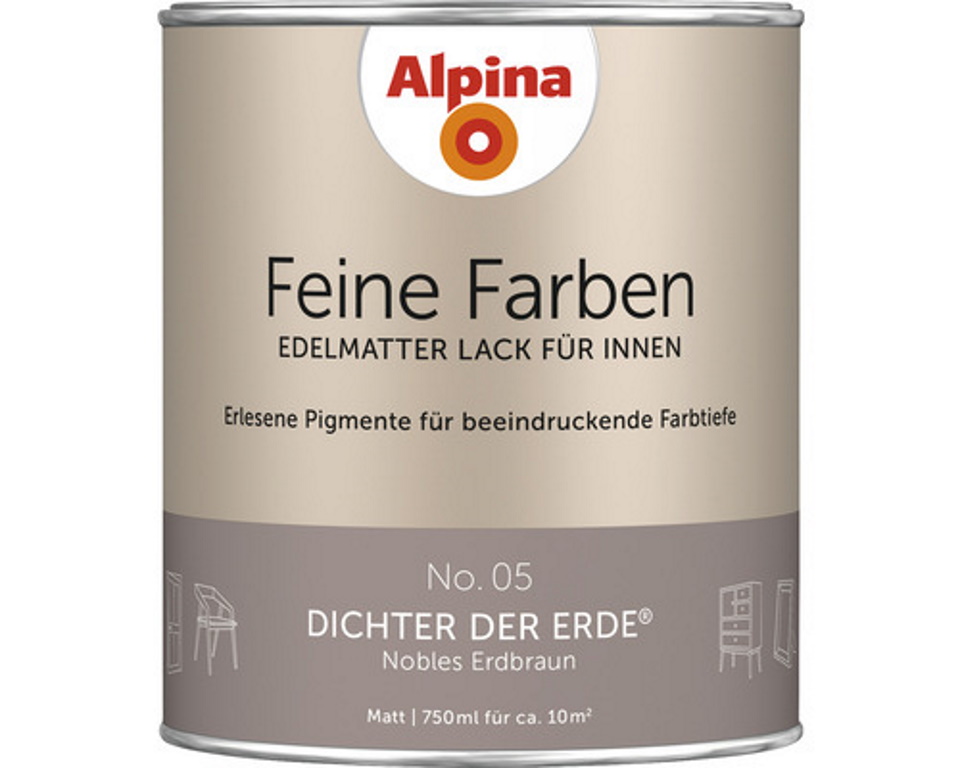 Alpina Feine Farben Lack, edelmatter Lack für Innen #05 Dichter der Erde 750ml
