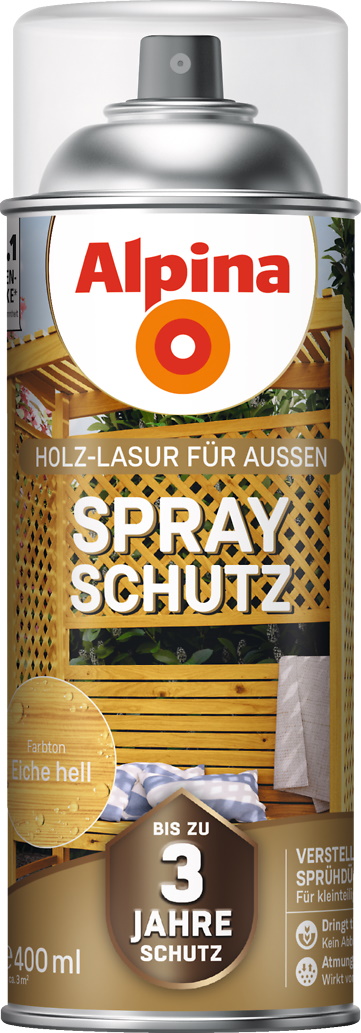 Alpina Sprayschutz Holzlasur Eiche hell 400 ml seidenmatt