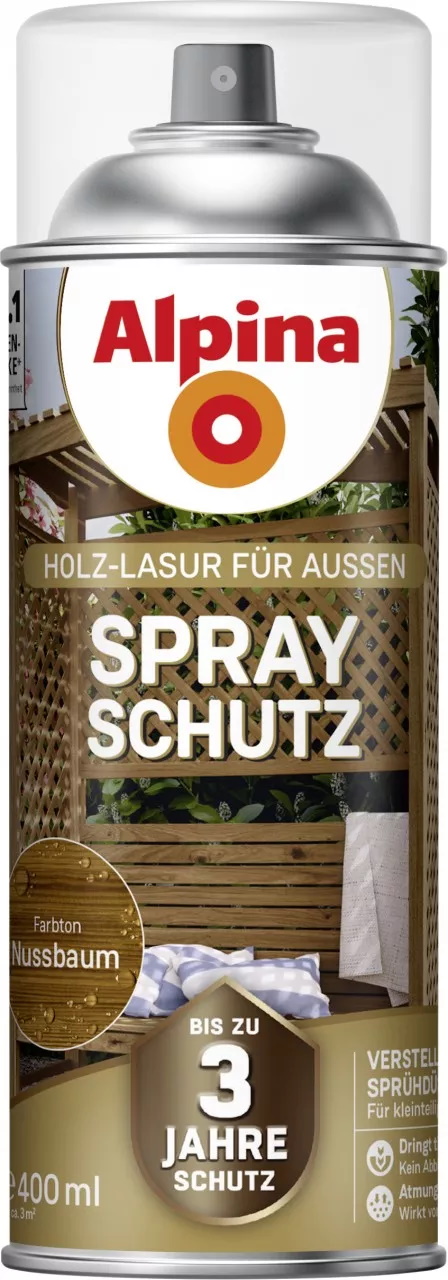 Alpina Sprayschutz Holzlasur Nussbaum 400 ml seidenmatt