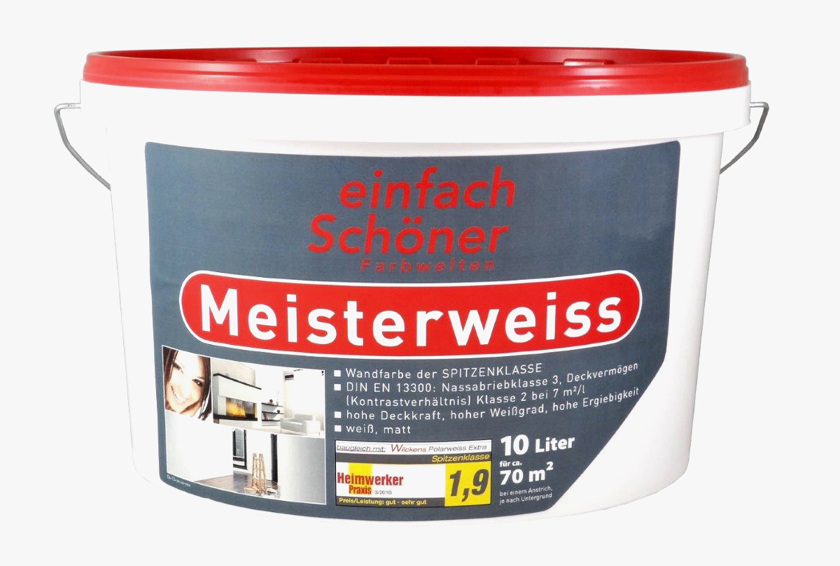 10 L. Meisterweiss Wandfarbe der Spitzenklasse, Weiss Matt ca. 70 m² Wilckens