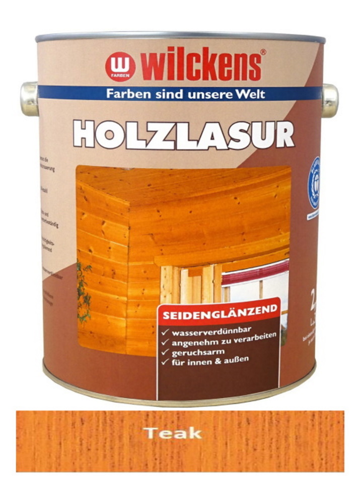 Wilckens 2,5 L Holzlasur Teak Seidenglänzend Innen Außen wasserverdünnbar