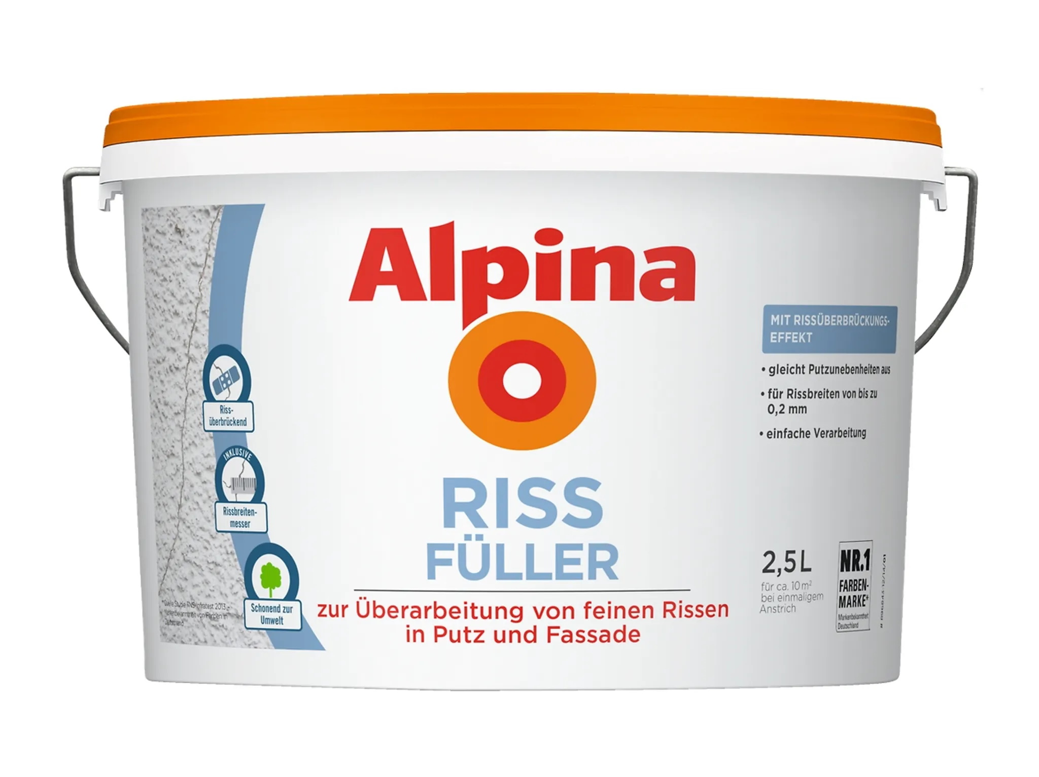 Alpina 2,5 Liter RissFüller für Putz und Fassade Weiss Matt wetterbeständig