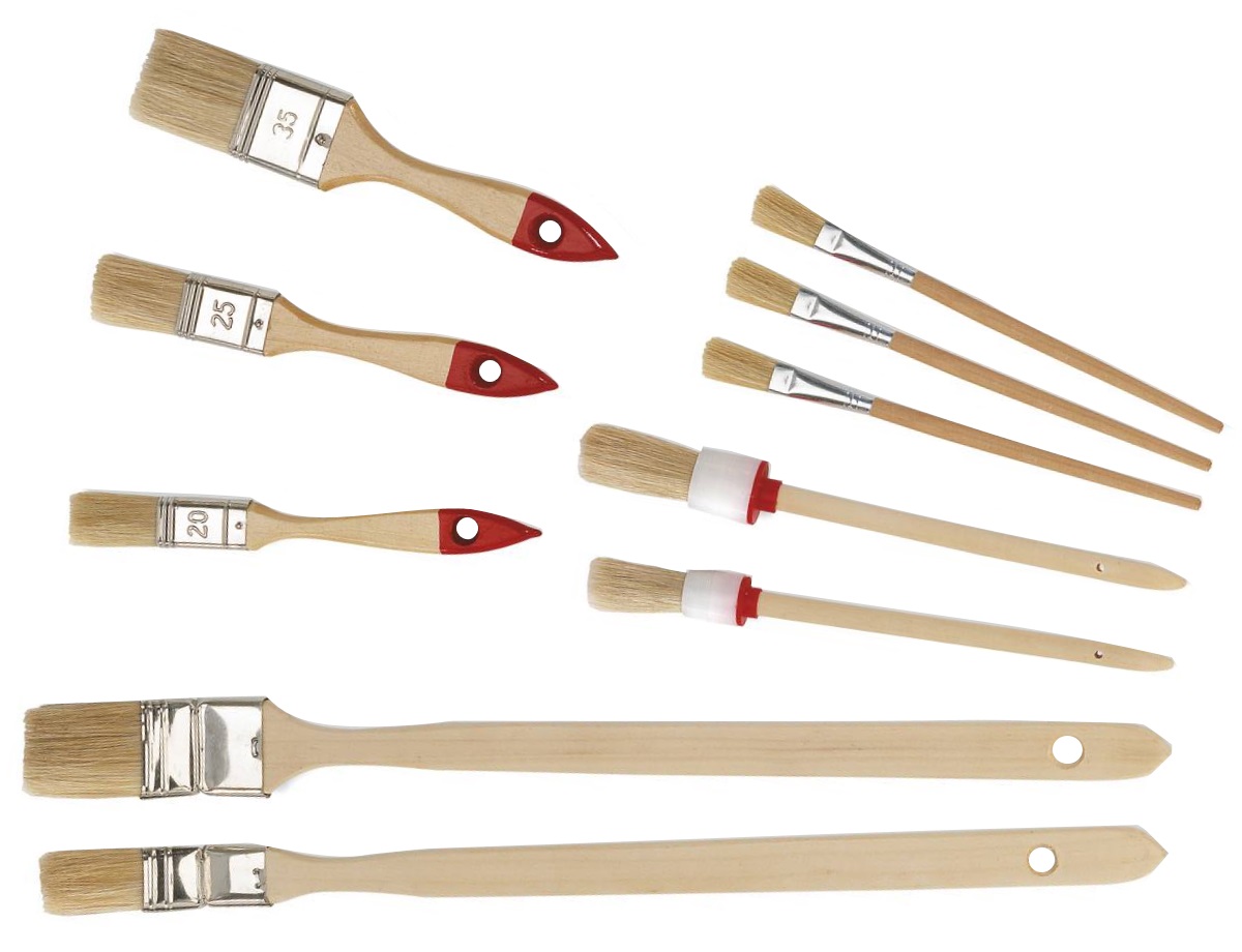 Pinsel-Set 10 Pinsel, Rundpinsel, Flachpinsel, Heizkörperpinsel, Malerwerkzeug