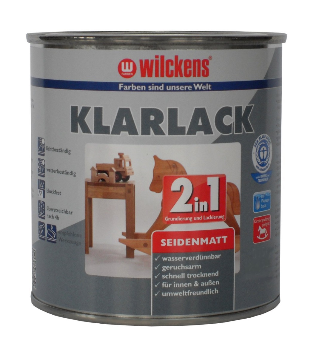 Wilckens 750 ml Klarlack 2in1 Seidenmatt wasserverdünnbar für ca. 9 m²