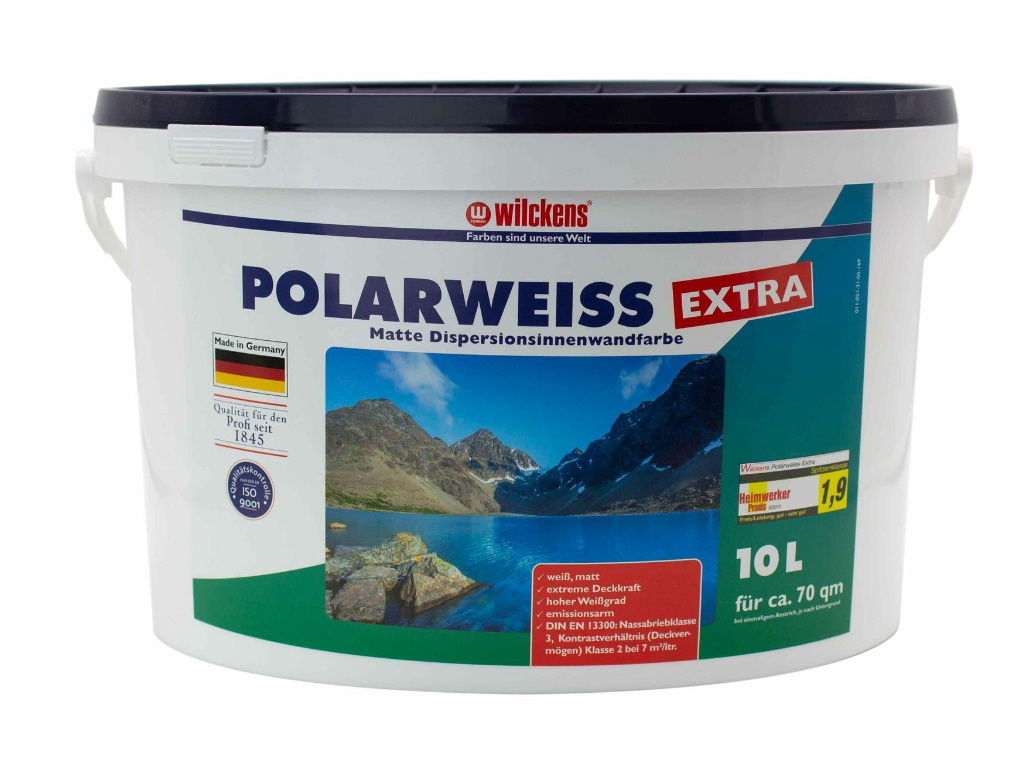 Wilckens 10 L. Polarweiß Extra, Innenfarbe, Wandfarbe, hoher Weißgrad, ca. 70 m²
