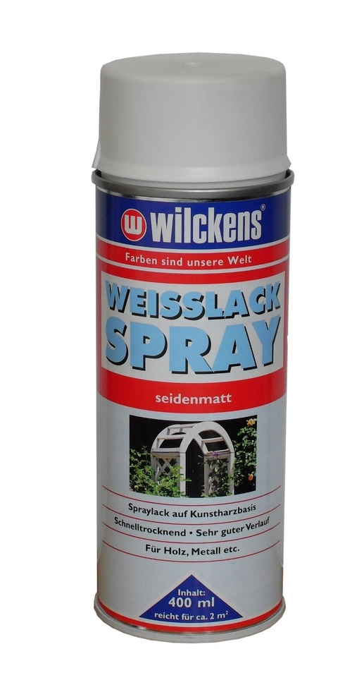 Wilckens Spraylack 400 ml Weisslack Seidenmatt Sprühdose Fenster, Türen, Zäune