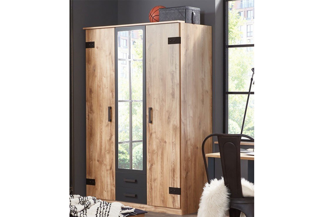 ANGEBOT Liverpool Kleiderschrank Spiegel Kinderzimmer Schlafzimmer Schrank