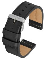 FIREFOX Uhrenarmband Leder schwarz 22mm Dornschließe silber LB-01-A22a