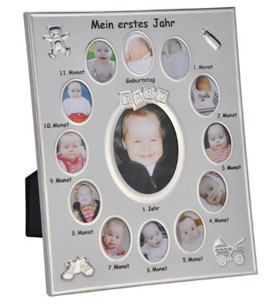Hominas Baby Bilderrahmen Mein Erstes Jahr - 12 Monate Fotorahmen Collage Weiß