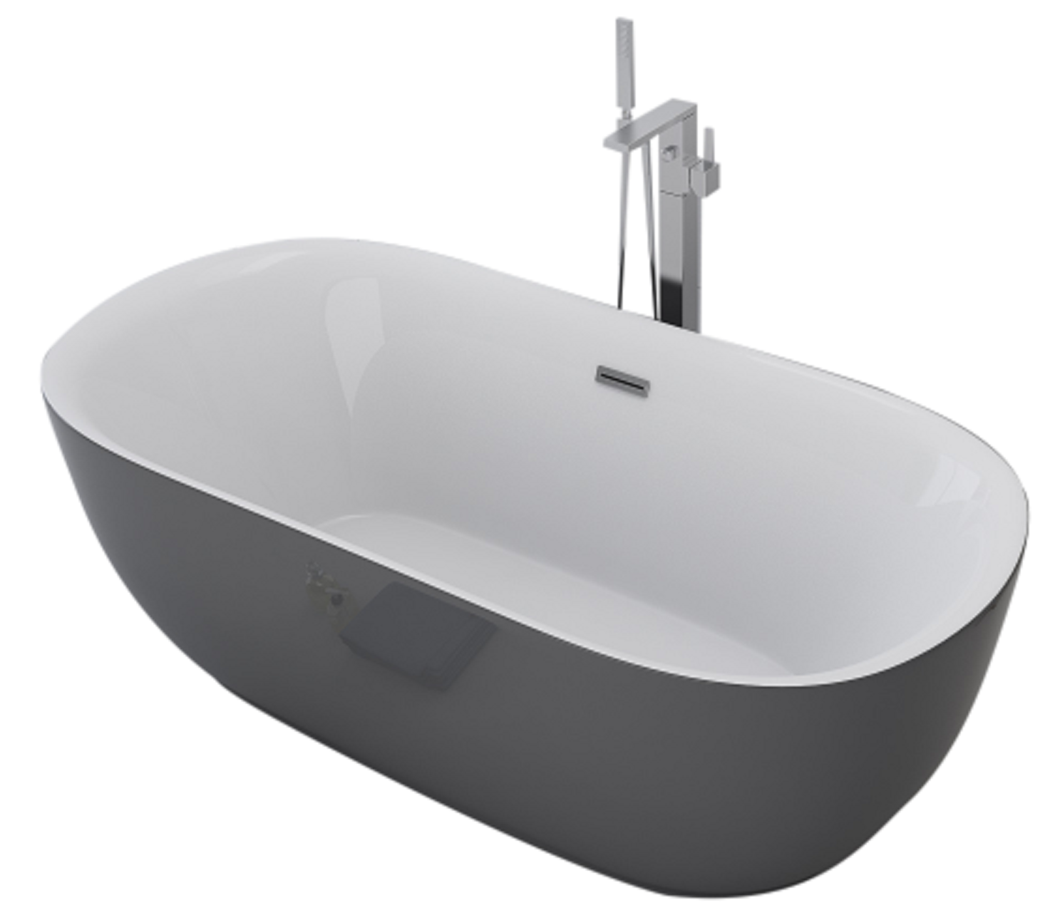 Design Badewanne Freistehend Lausanne Grau Ebay