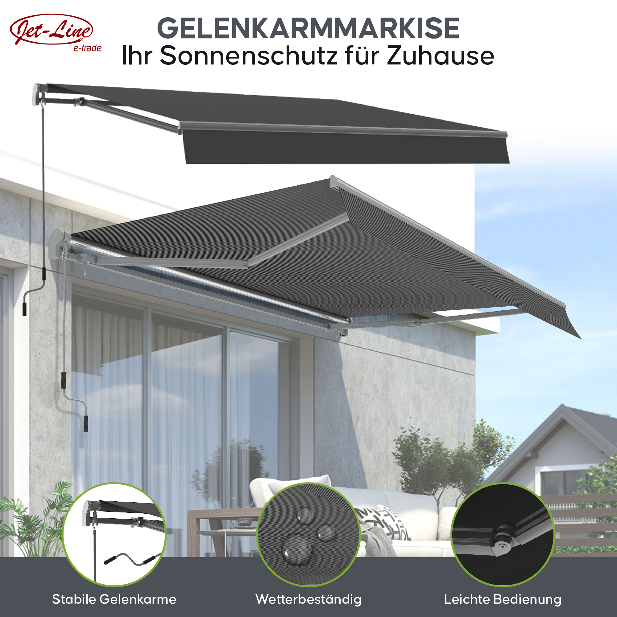 Gelenkarmmarkise Markise Gelenkarm Sonnenmarkise Beschattung Dach  Sonnenschutz | eBay.de