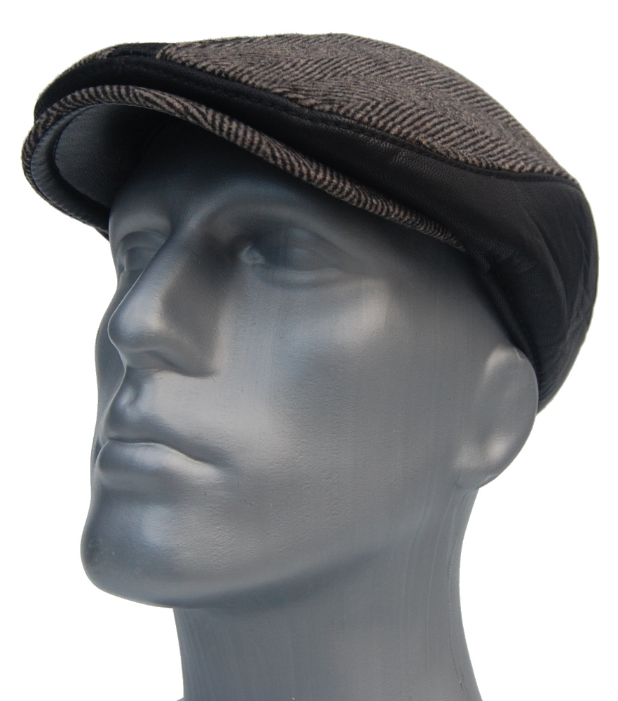 Cool4 WINTER FLATCAP LEDER OPTIK Fischgrät Schiebermütze Cap Mütze E44 - Bild 3 von 5