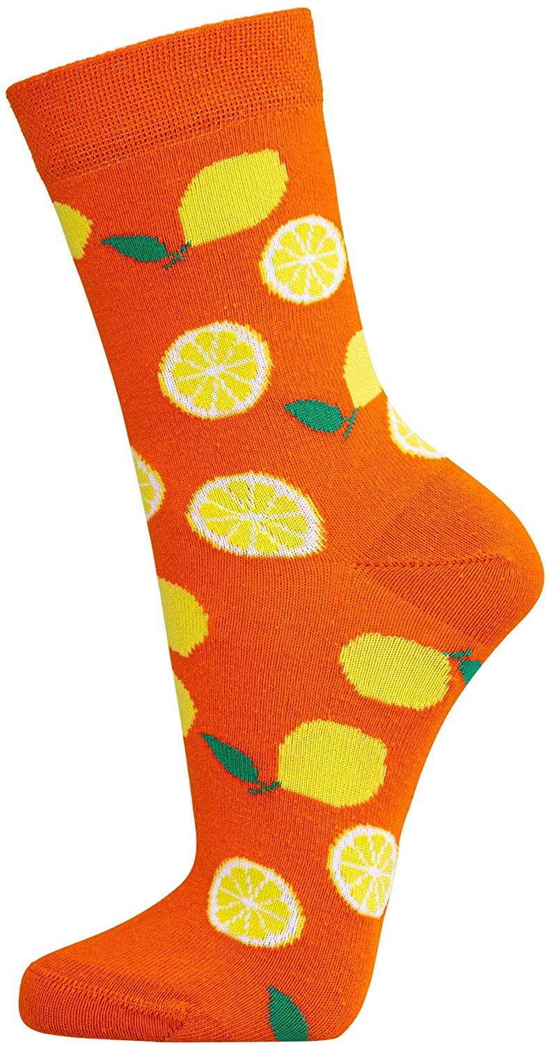 Damensocken mit bunten Fruchtmotiven