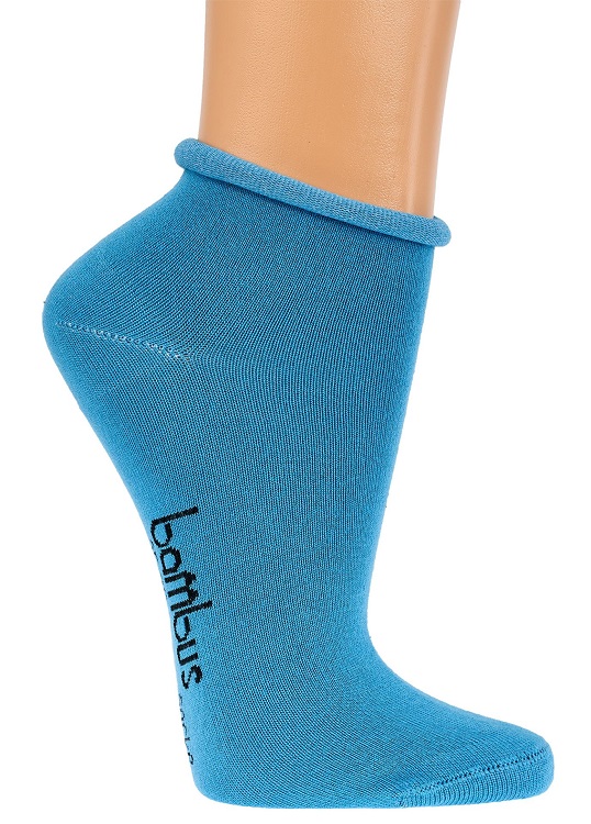 Bambus-Kurzschaftsocken Rollrand hellblau