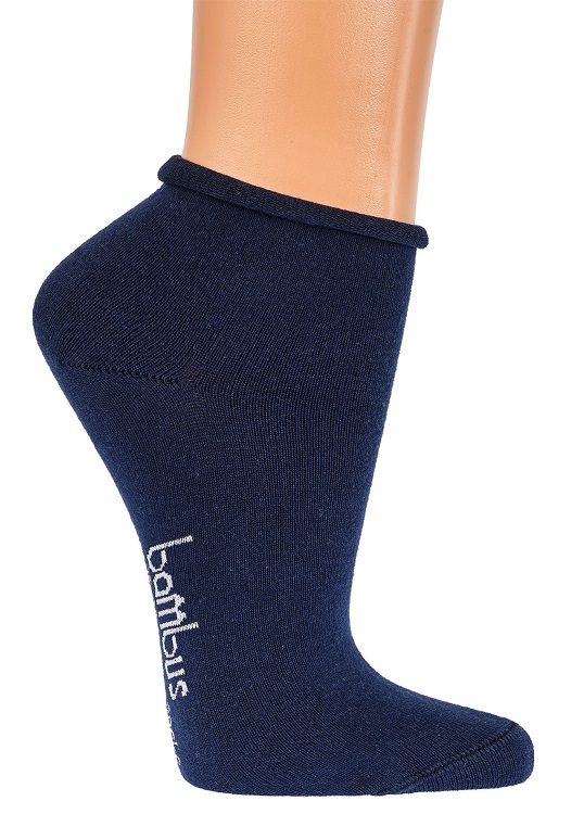 Bambus-Kurzschaftsocken Rollrand marine