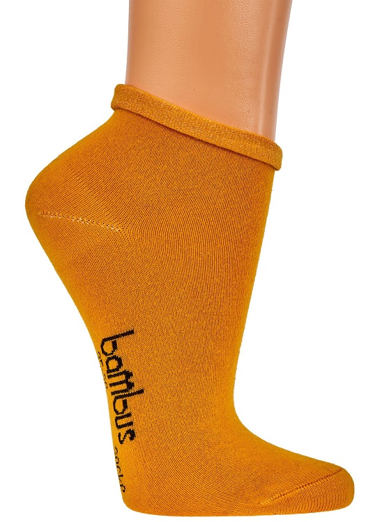 Bambus-Kurzschaftsocken Rollrand orange
