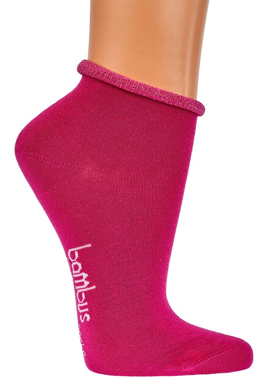 Bambus-Kurzschaftsocken Rollrand pink