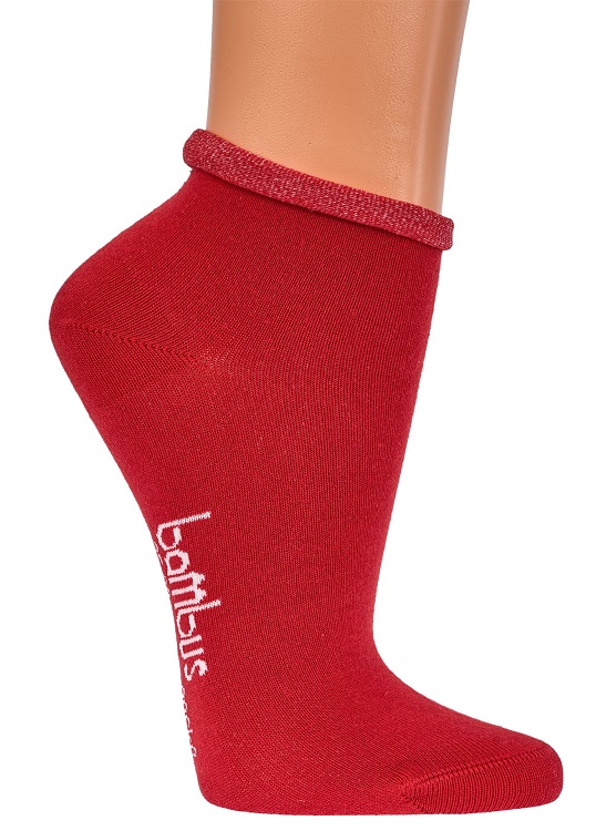 Bambus-Kurzschaftsocken Rollrand rot