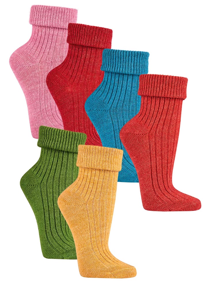 Farbenfrohe Alpaka-Wollsocken in sechs Farben