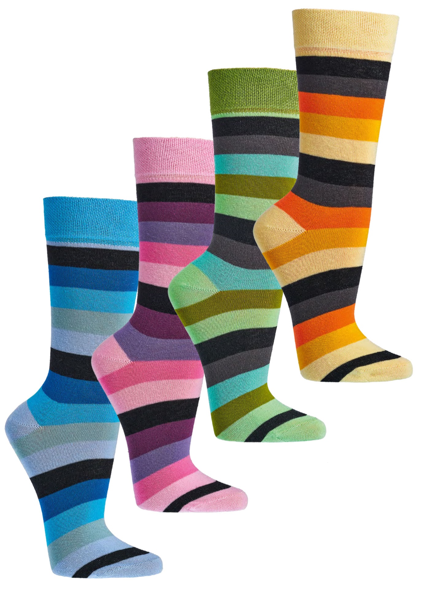 2 Paar geringelte Trendsocken mit Bio-Baumwolle