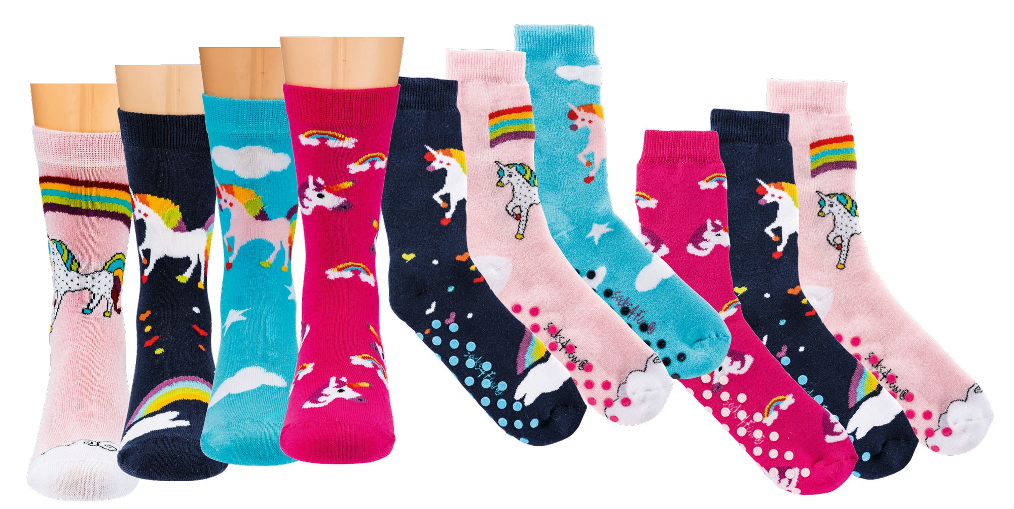 6 Paar Kinder-ABS-Socken mit Einhorn-Motiven