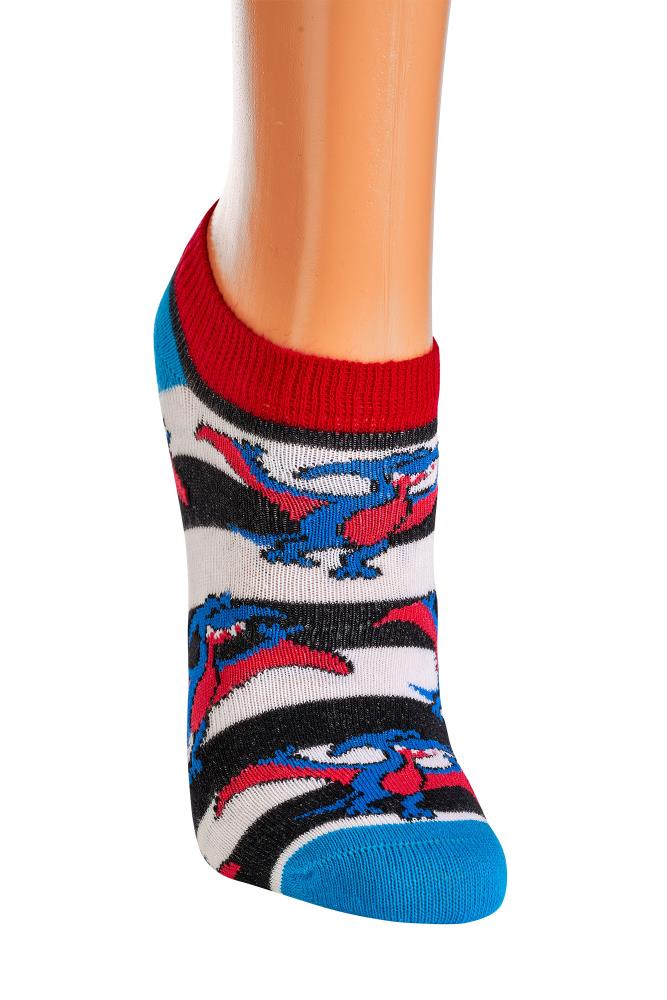 Bunte Kinder-Sneakersocken mit Dinosaurier-Motiven