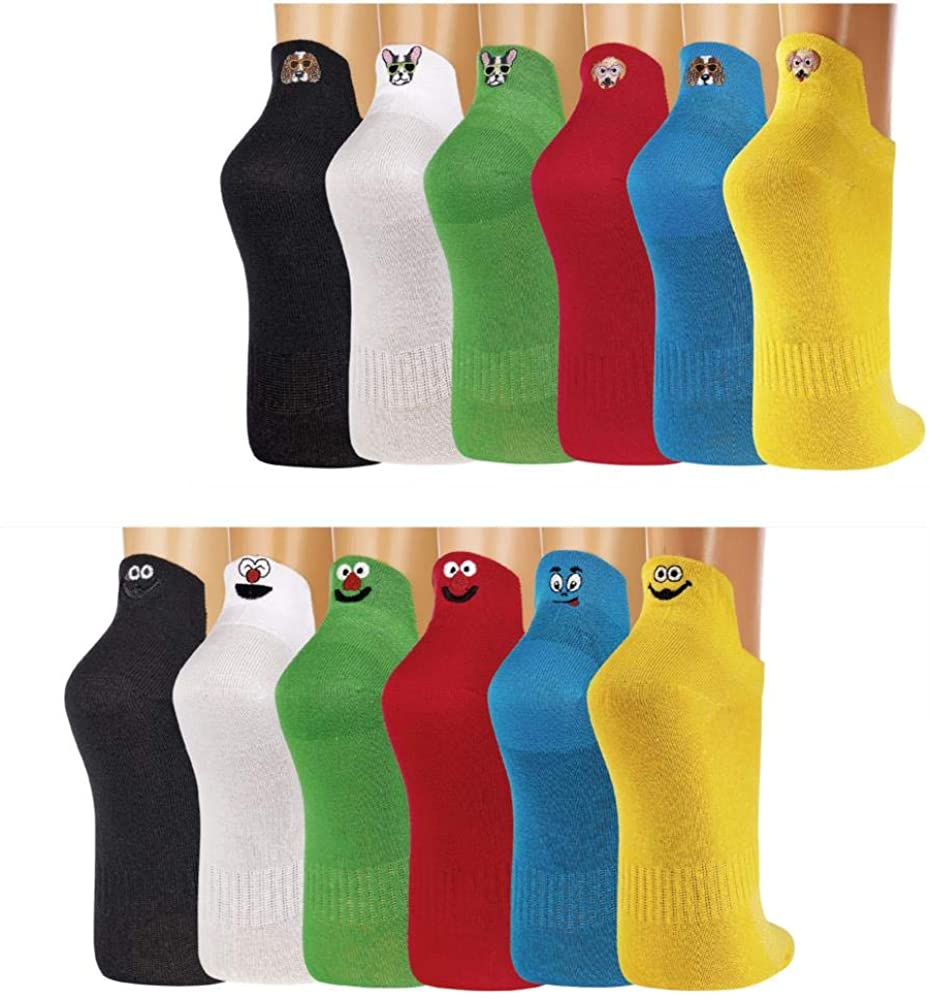 3 Paar FussFreunde Unisex Sneakers Socken mit Fersen-Stick, Smiley oder Hund