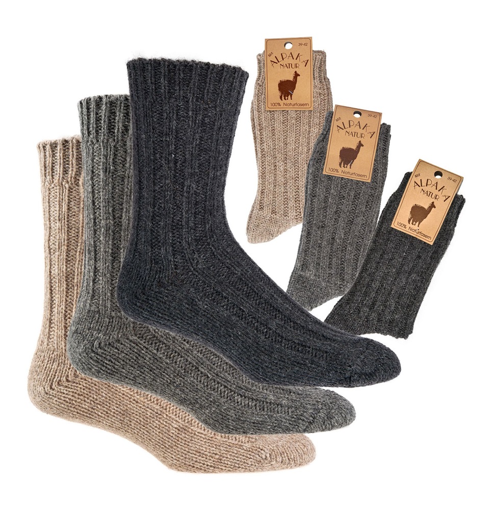 2 Paar Alpaka-Wollsocken in verschiedenen Farben