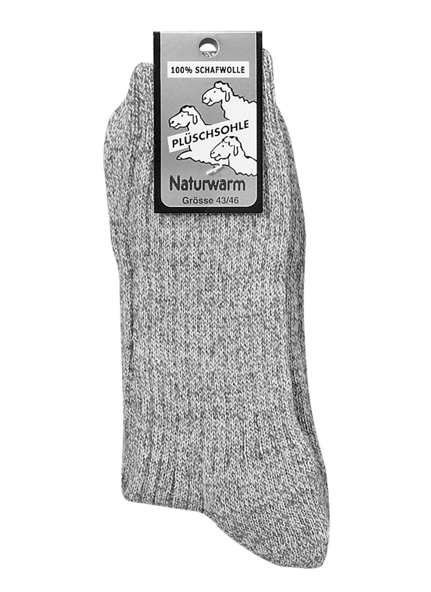 Weiche Wollsocken mit Plüschsohle und Komfortbund