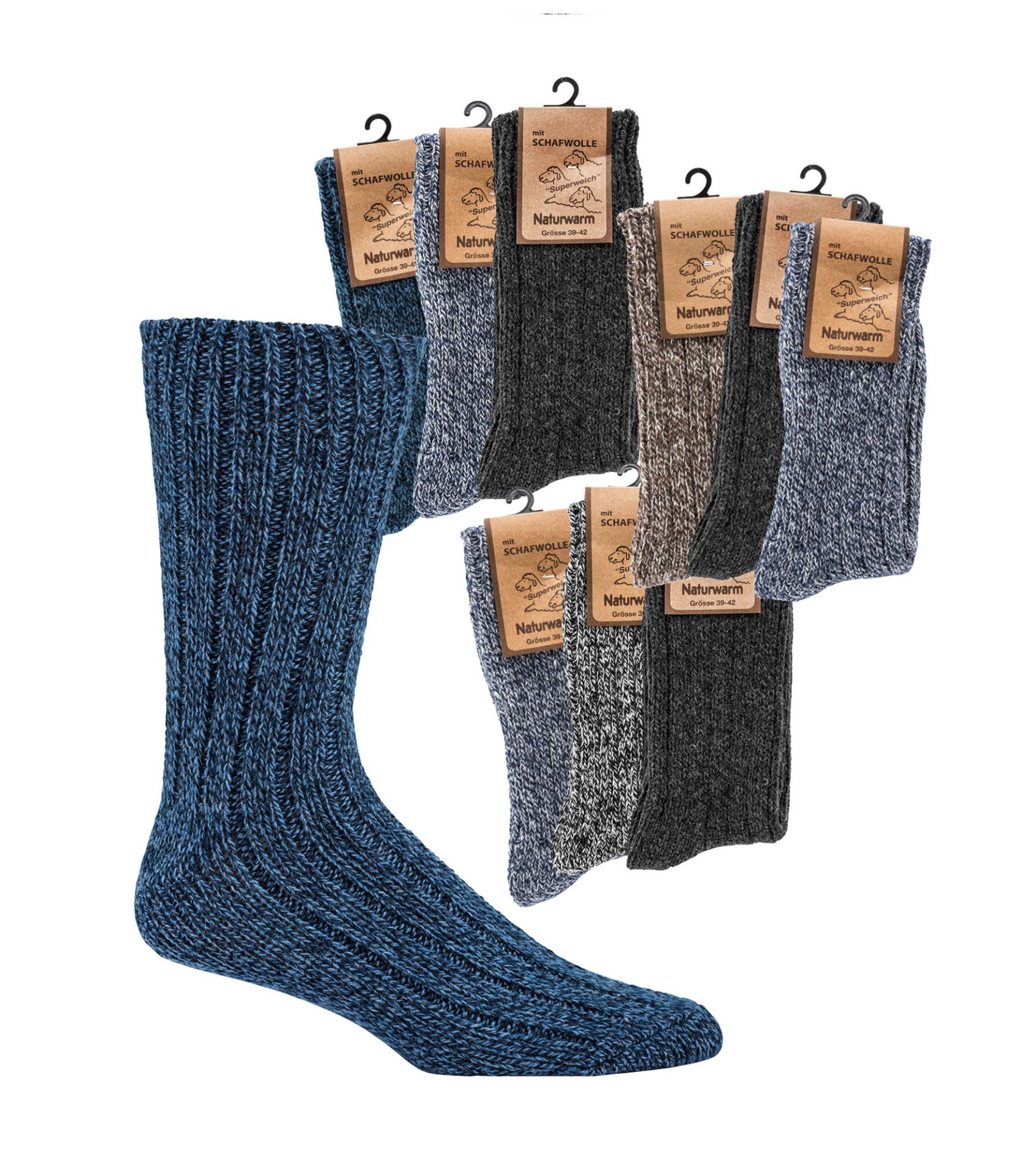 3 Paar Norwegersocken verschiedene Farben