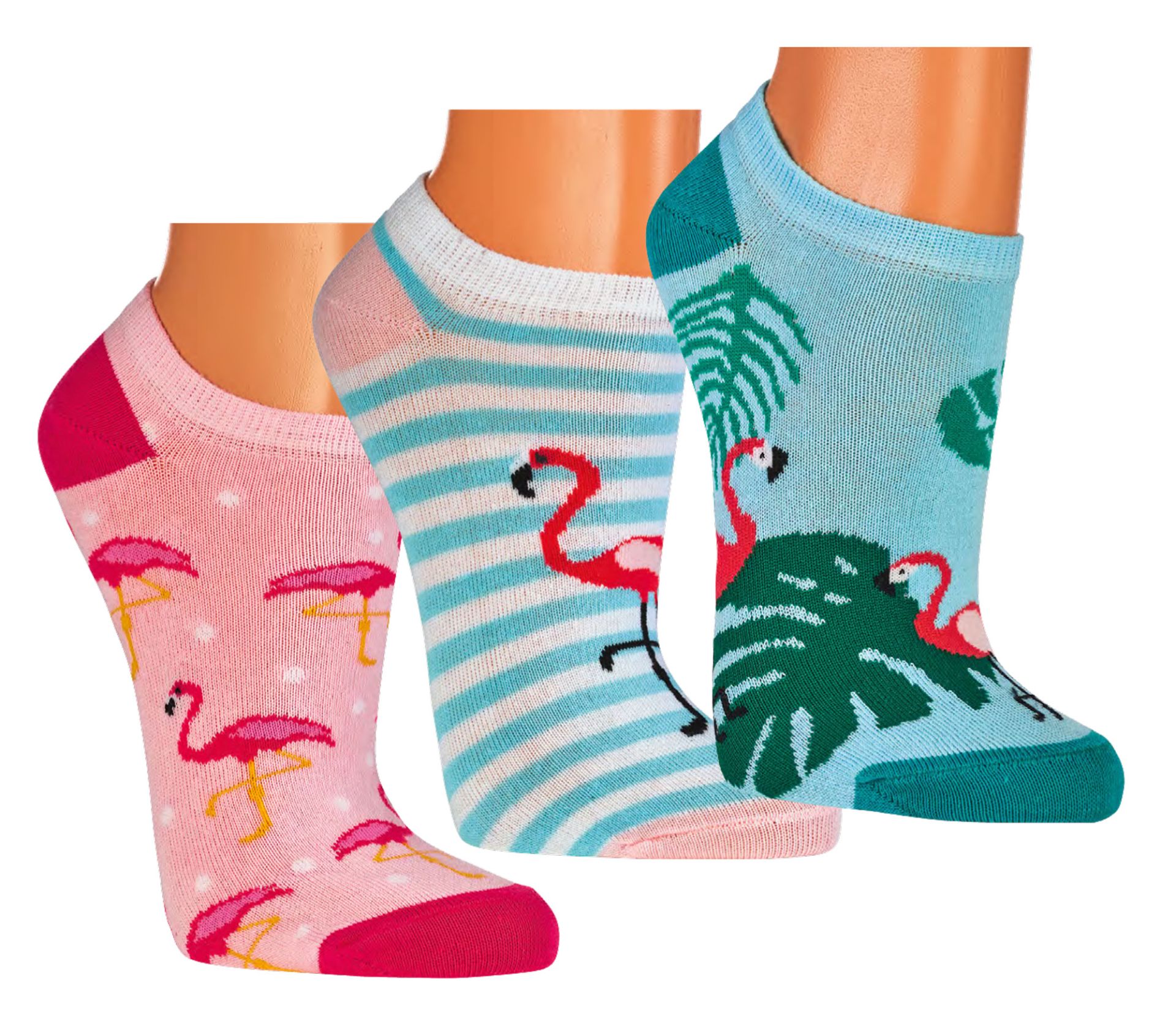 6 Paar Damen-Sneakersocken Florida Flamingo