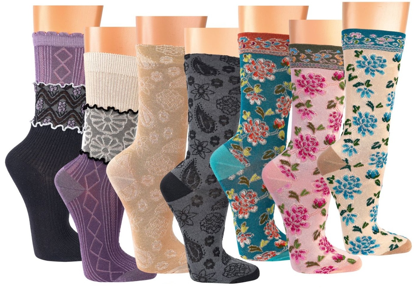 6 Paar Damen-Romantik-Söckchen im Häkellook