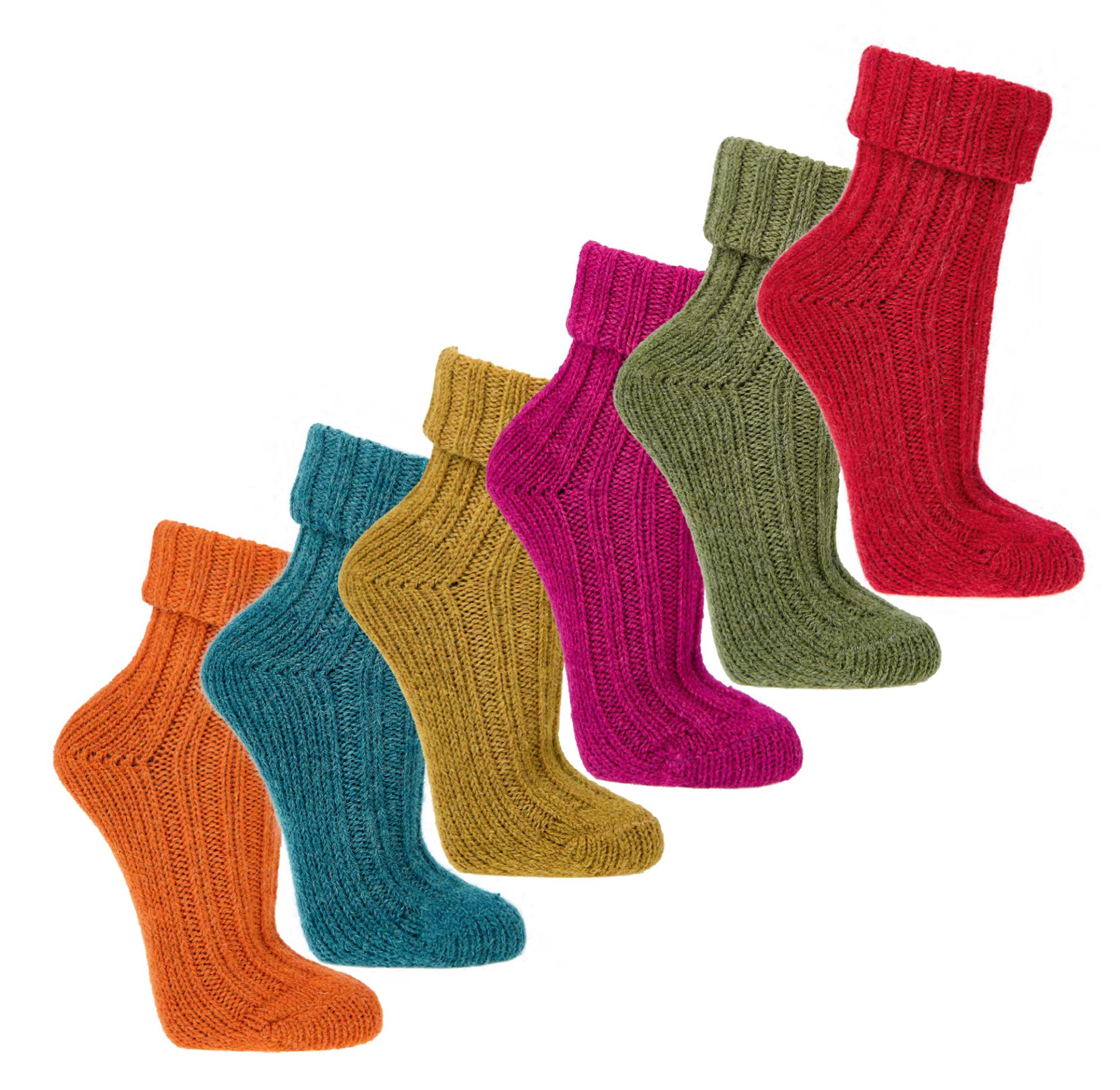 Farbenfrohe Alpaka-Wollsocken in mehreren Farben