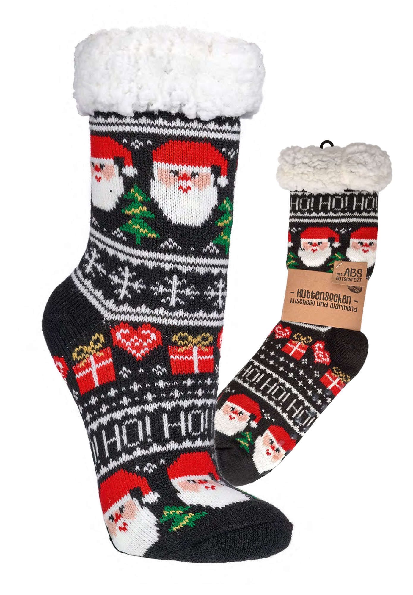 Weihnachtsmann Hüttensocken mit Teddyfutter