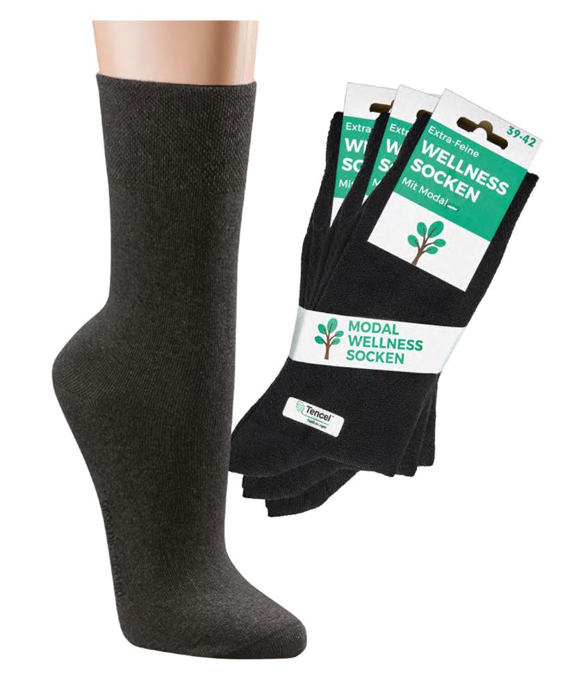 6 Paar schwarze Modal Socken