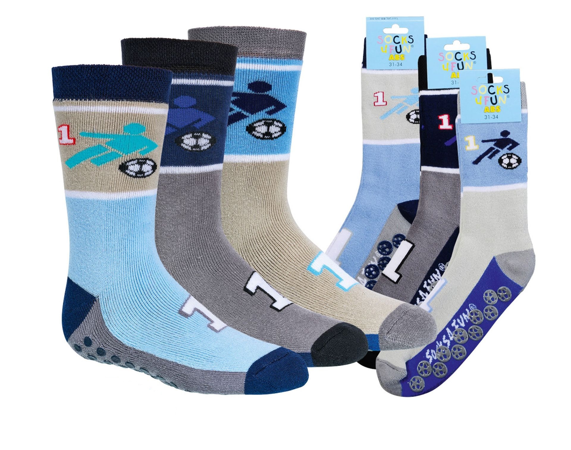 6 Paar Kinder-ABS-Socken Fußball No. 1