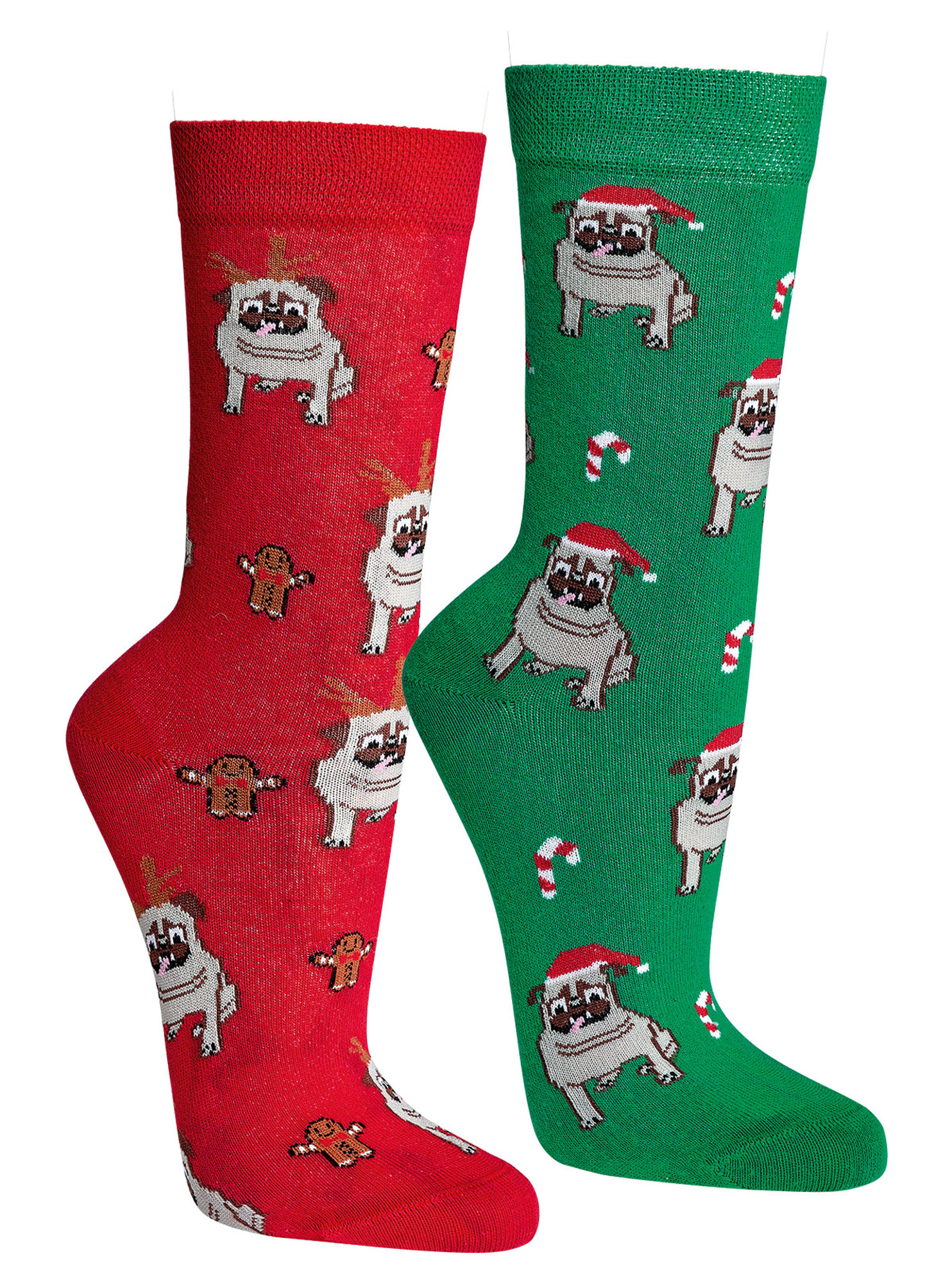 2 Paar Weihnachtsmops Socken